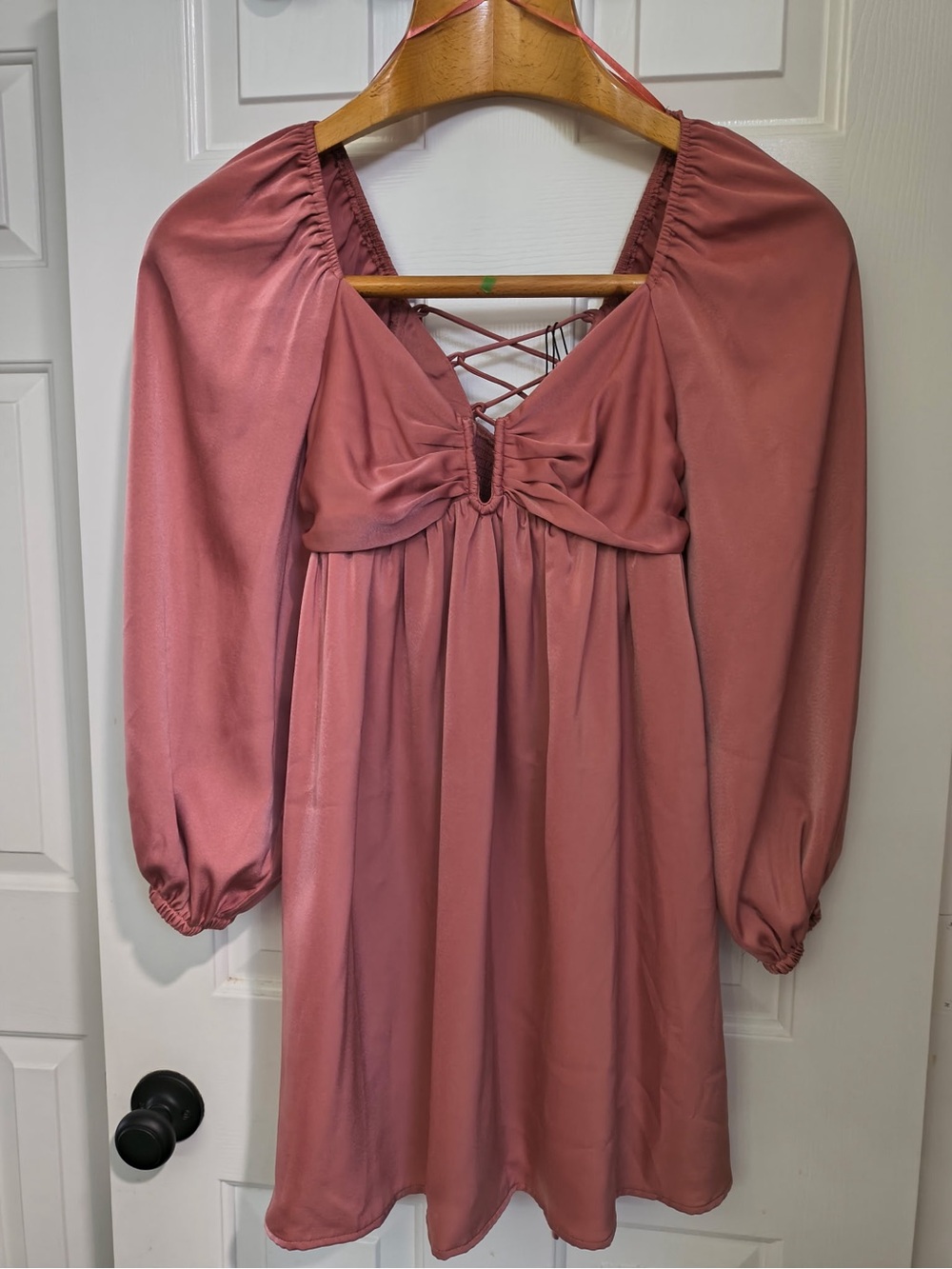 Mustard Seed Women's Rose Mauve Long Sleeve Babydoll Dress